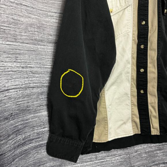 VTG Wrangler Color Block 100% Cotton Long Sleeve Button Up Shirt Men Size L FLAW - Picture 3 of 9